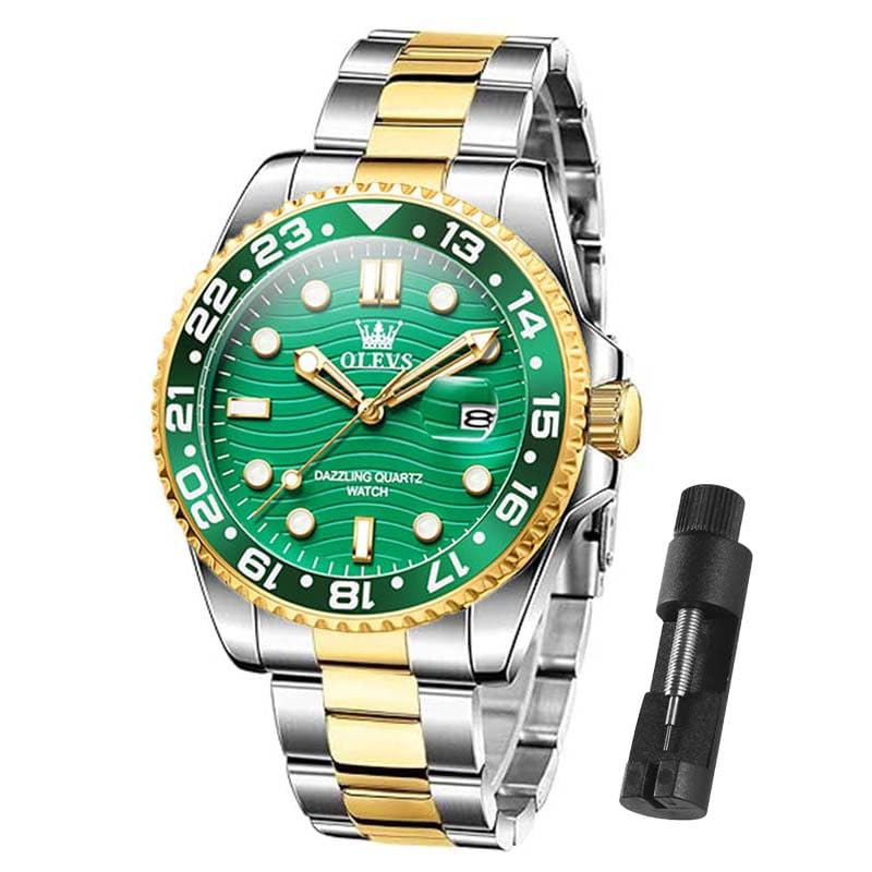 Image of OLEVS Watch Men Luxury Big Face Dress Easy Read Mens Watches with Date Waterproof Luminous Stainless Steel Watches for Men Business Fashion Analog Quartz Men's Wrist Watches Rotatable Bezel Men Watch