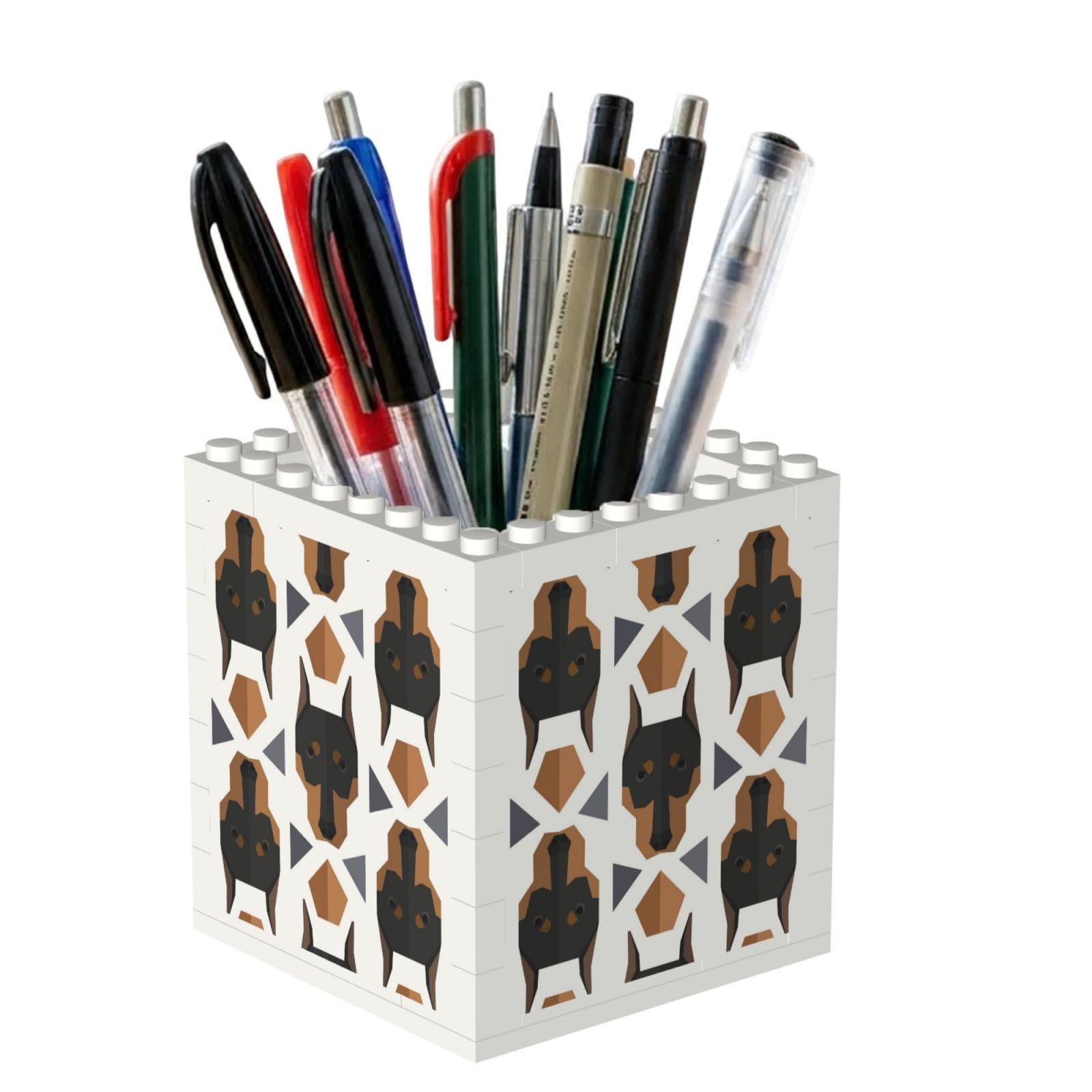 Poadnly Polygonal Pattern Doberman Head, Pen Pot Pencil Holder for Office Home School, Compact Desk Organiser for Office Stationery
