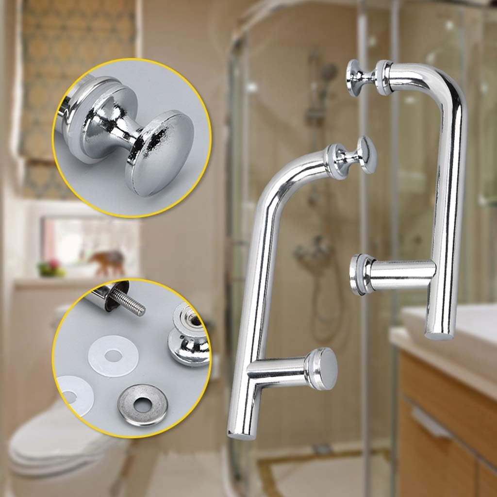 304 Stainless Steel Shower Door Handle for Glass Door, Bathroom Single Door Installation Handle Sets, Grab Bar Push and