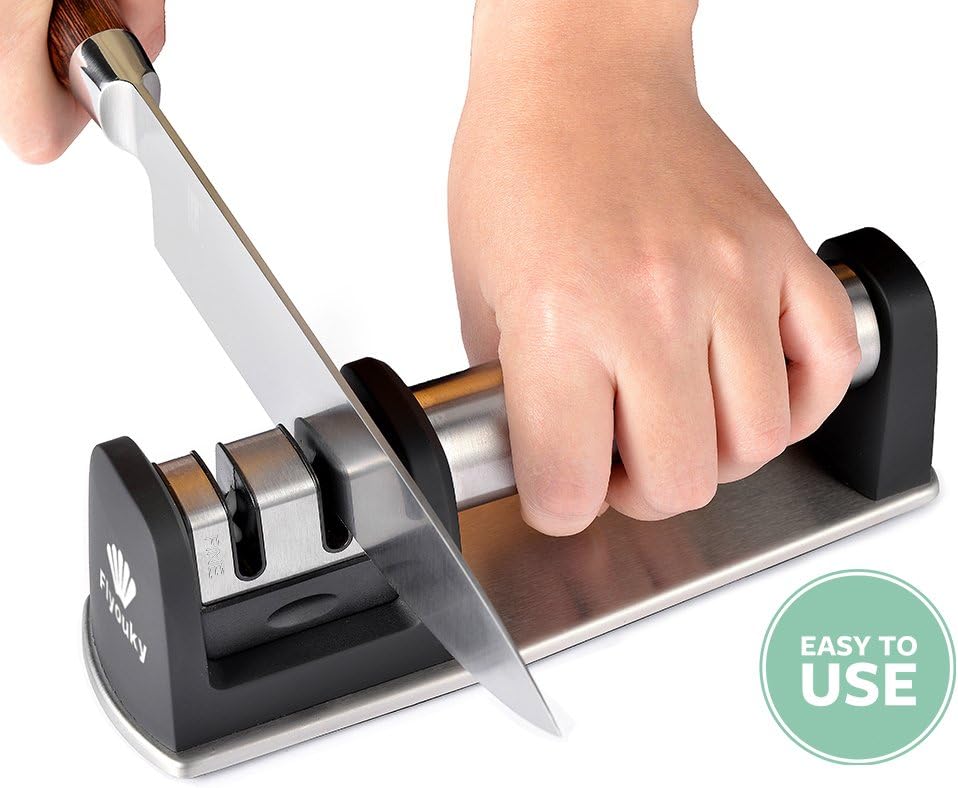 Kitchen Knife Sharpener Professional 2 Stage Steel Diamond Ceramic Coated Sharpening Tool Cook Chef Knife Sharpening Kit Easy to Use Extremely Quickly Fast