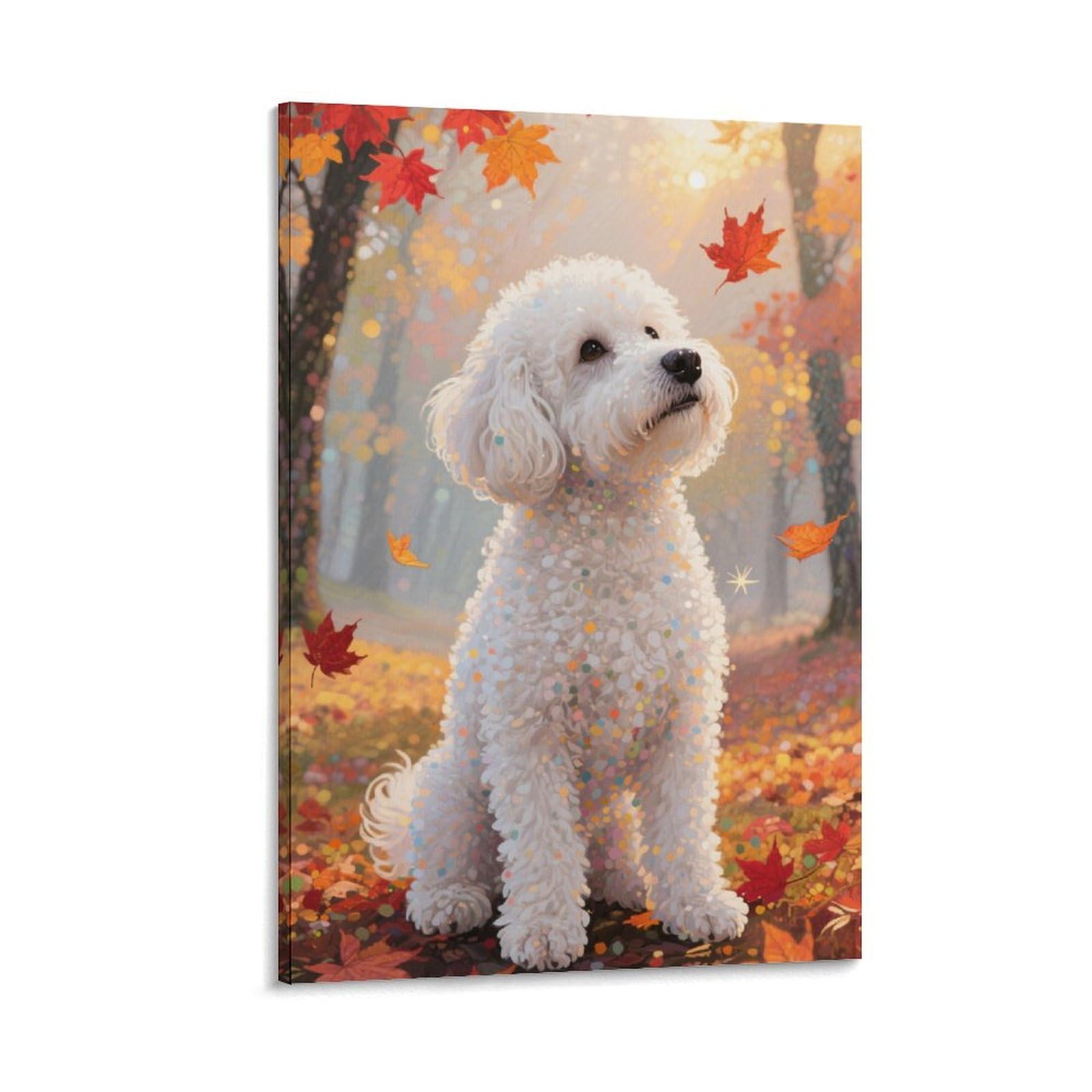 DHBANEIOK Bichon Frise Wall Decor Poster Canvas Prints Picture Modern Wall Art Picture Wall Hanging for Home Decorations 16x24inch(40x60cm)