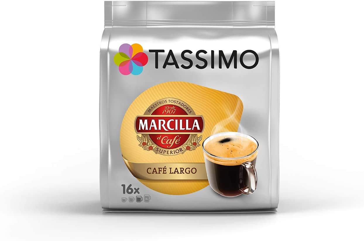 Tassimo Café Marcilla Selección de café - Marcilla Café con Leche/Cortado/Espresso/Café Largo/Espresso Descafeinado Cápsulas de café - 10 paquetes (160 porciones)
