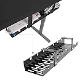 Under Desk Cable Management Tray, Metal Raceway Wires Cable Tidy Organizer, Office and Home Cable Tray Use for Standing Desk (Black)