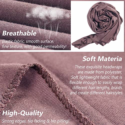Pweouke 4 Pcs Stretch Head Wraps For Black Women With Natural Hair Solid Color African Turban Ultra Soft Head Scarf For Dreadlocs Long Breathable Headbands Tie #TOP2