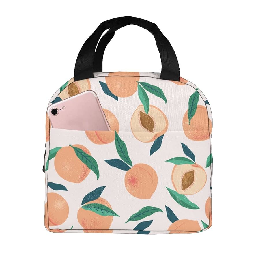 Amazon｜ランチバッグ 保冷 保温 桃 果物 モモ 葉 お弁当バッグ