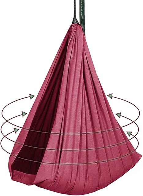 QFWRYBHD Indoor Adult Therapy Swing Sensory Swing For Adults Cuddle Hammock For Children Outdoor Adjustable Swing For Adults With Autism, ADHD, Aspergers,Wine Red,150x280CM/59x110in