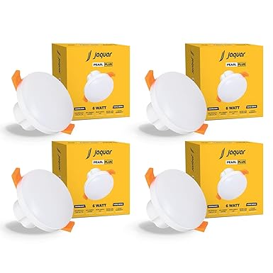 Jaquar 6W Pearl Plus Round Downlight | Junction Box LED Downlight | Mood Light for False Ceiling | 45 Cut Out | Warm White 80x45(DXH)(Pack 4)