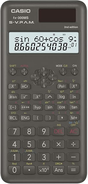 Casio FX300MSPLUS2 Scientific 2nd Edition Calculator, with New Sleek Design, Black, 0.4" x 3" x 6.4"