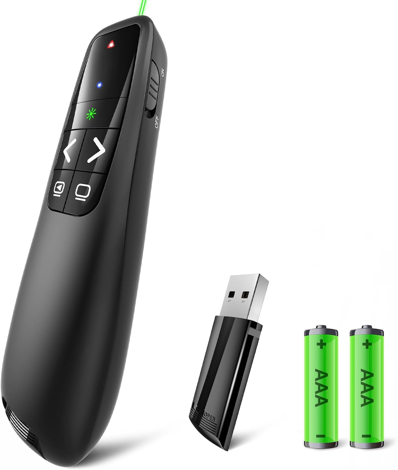 Wireless Presentation Clicker PowerPoint Presenter Remote Green Laser Pointer