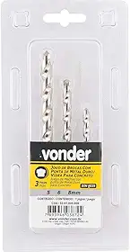 Vonder, Jogo De Brocas Para Concreto, Com Ponta De Metal Duro, 5 Mm A 8 Mm, Com 3 Peças.