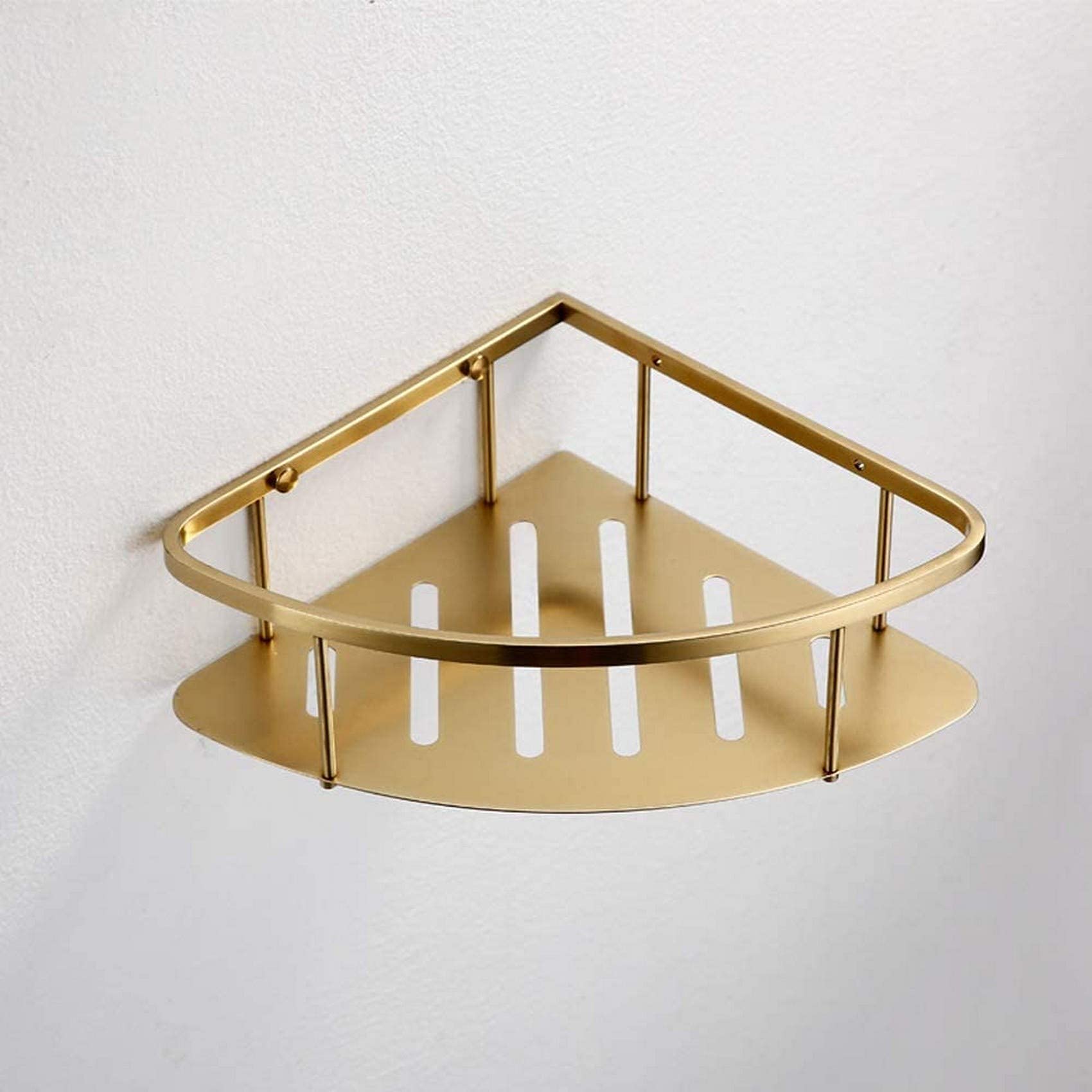 Nordic 304 Stainless Steel Bathroom Corner Shelf Gold Storage Basket Triangle Bracket Brass Brushed Organiser Holder Wall Mounted