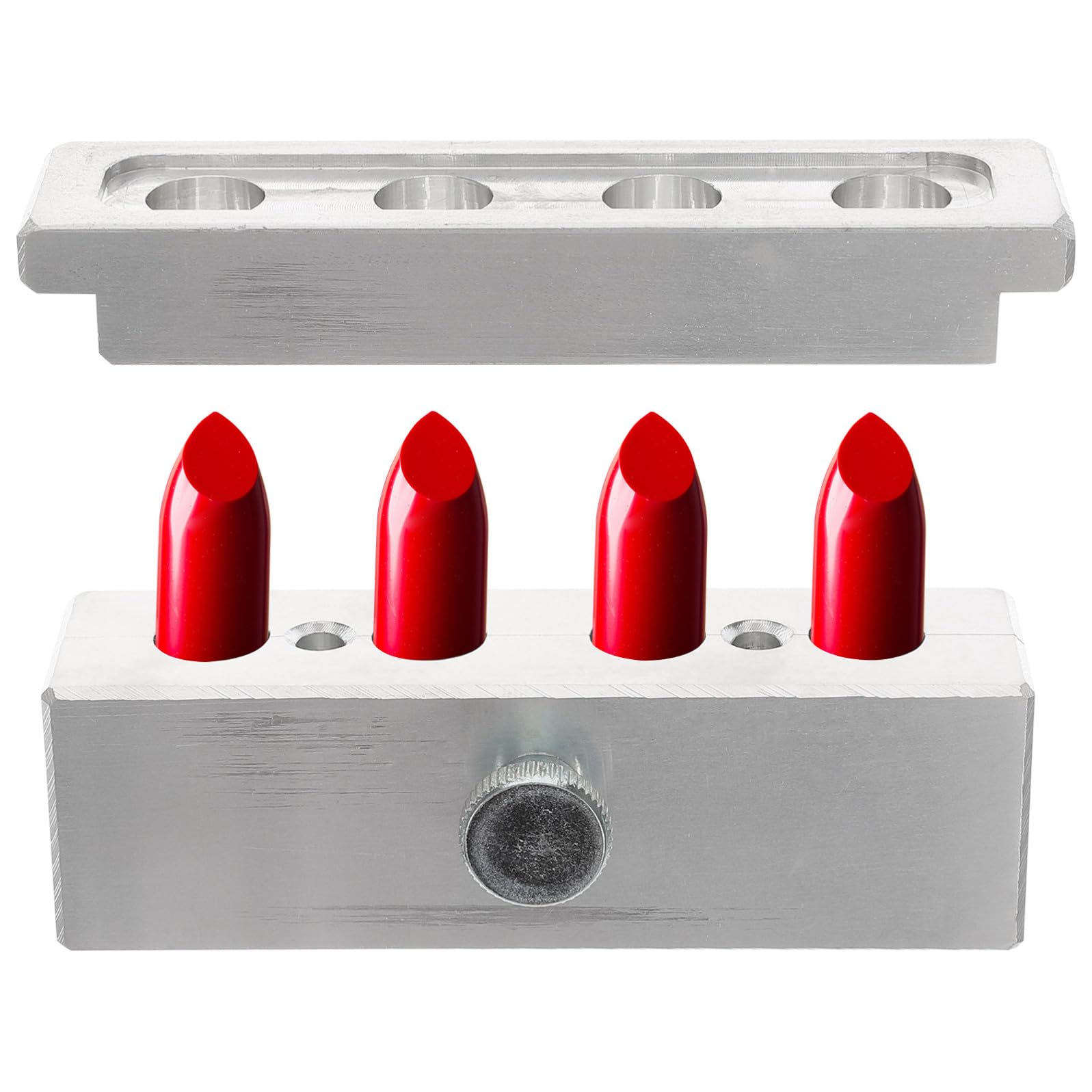 Lippenstiftform aus Aluminiumlegierung 4 loch Silber für Lippenstiftherstellung und Lipgloss Form Handliches Selbstgemacht Werkzeug für Lippenbalsam