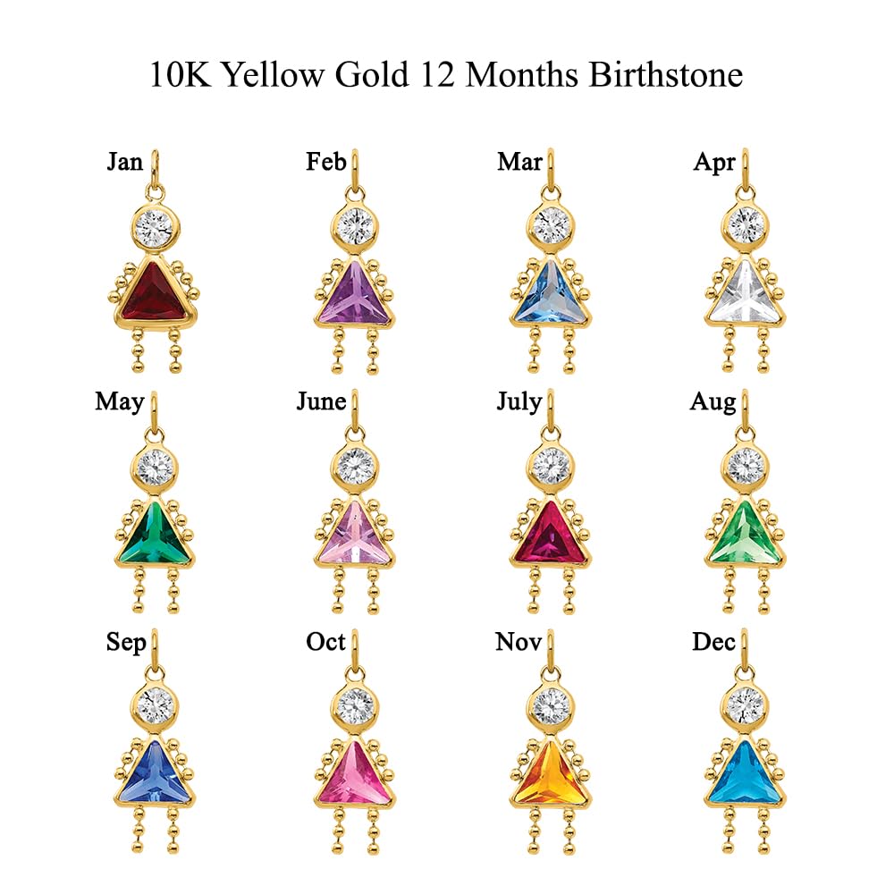 Auriga Fine Jewelry Solid 10K Yellow Gold 20mm Polished January to December Month Birthstone Charm for Pendant Necklace or Bracelet (L-20 mm/0.79 Inch, W-10 mm/ 0.39 Inch)