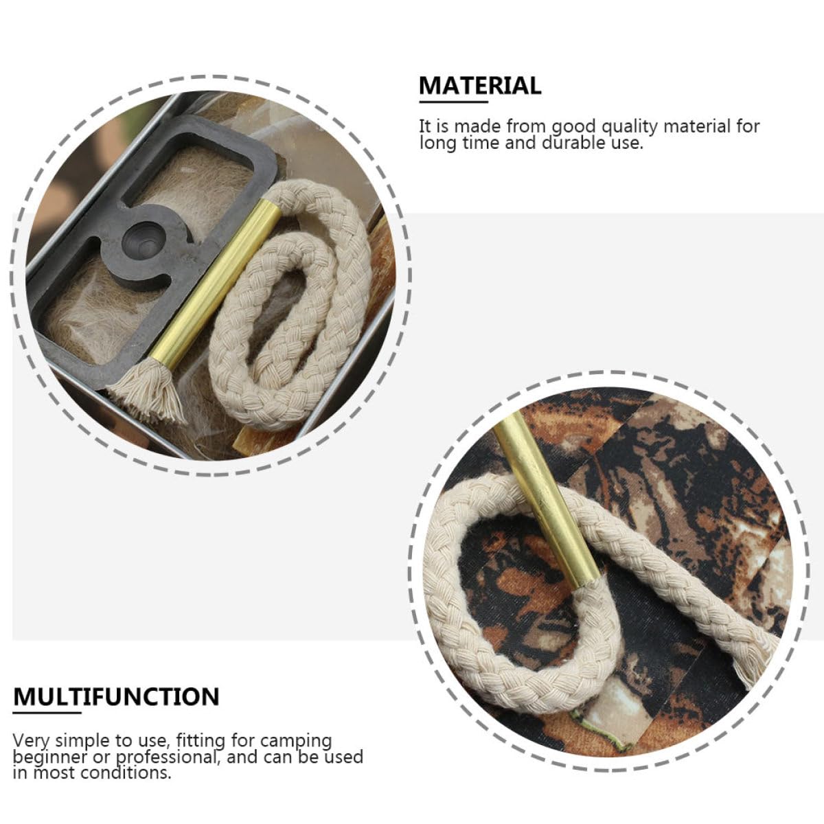 Kit de Cuerda de Fuego de Algodón para Supervivencia y Barbacoa al Aire Libre, Encendido Instantáneo, Adecuado para Camping y Principiantes, 1 Set