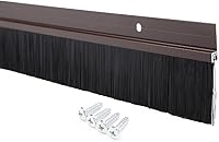 Vista 9 de uxcell Barrido inferior de la puerta aleación de aluminio en tono dorado con cepillo suave de silicona PP negro de 2 pulgadas, 39 pulgadas x 2.6