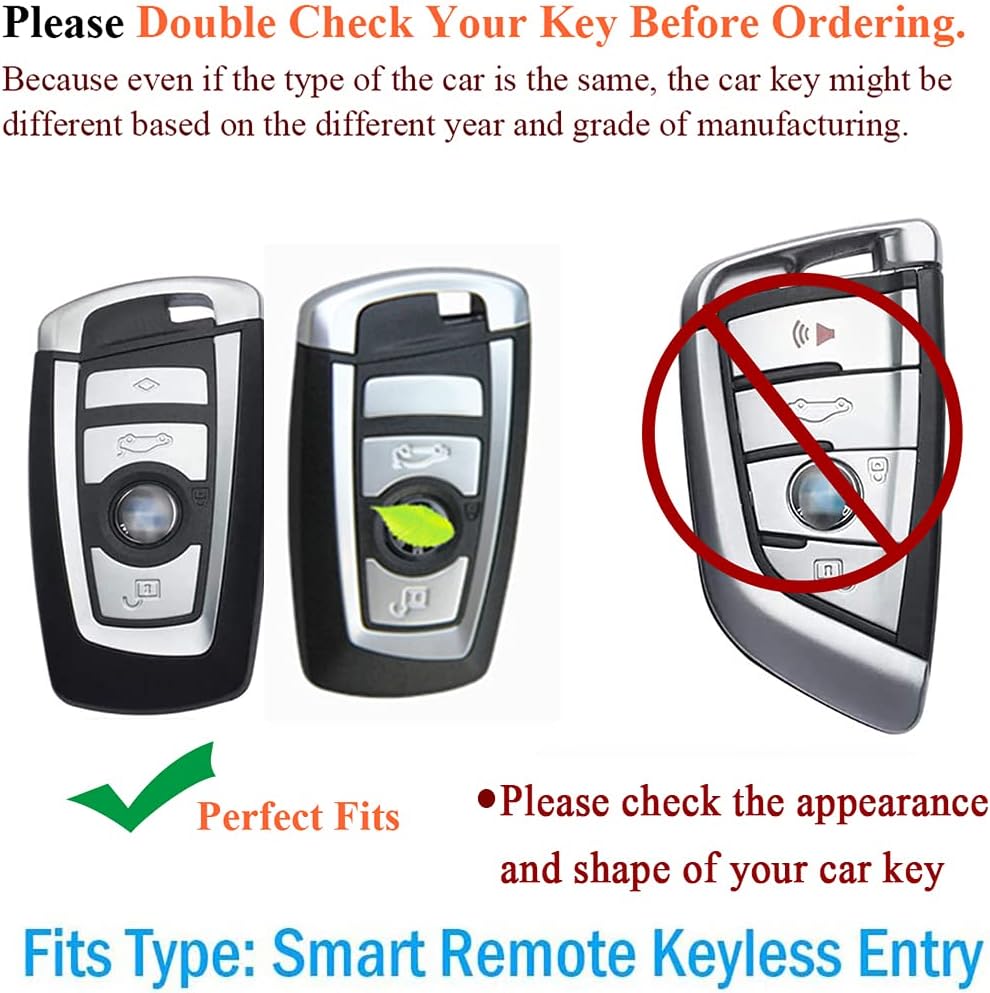 SANRILY Smart Key Fob Cover Case for BMW 3 4 5 6 7 Series Keyless Entry Remote Keychain Holder Full Protection Key Shell Red