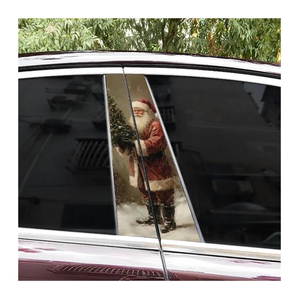 Decorative Items 2pcs Santa Claus Car Center Column Sticker DIY Car B-Pillar Decorative Stickers(C)