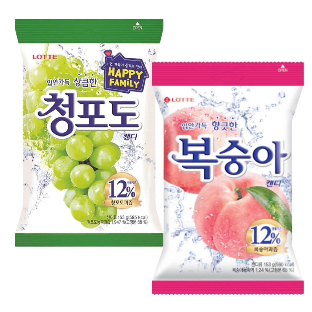 Lotte Korean Fruity Candy Sweets 153g (Pack of 2) (2 Assorted Flavour)