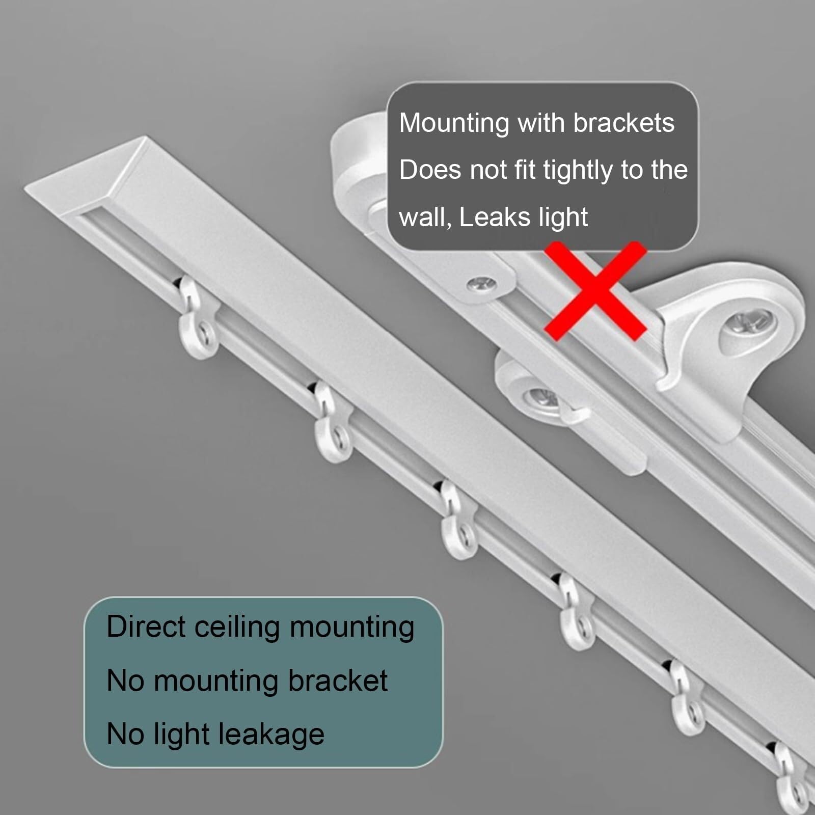 Rail à Rideaux Double En Aluminium - 4m, Coulissant Silencieux, Pliable à 90°, Installation Plafond/mur