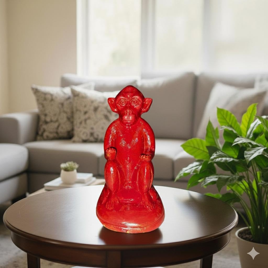 Honuman Monkey Handmade Natural Clay for Astrological and lal kitab Remedy Vastu and Feng Shui for Wealth and Good Luck for Home Office Decorative showpiece (Single Small) - 6 inch