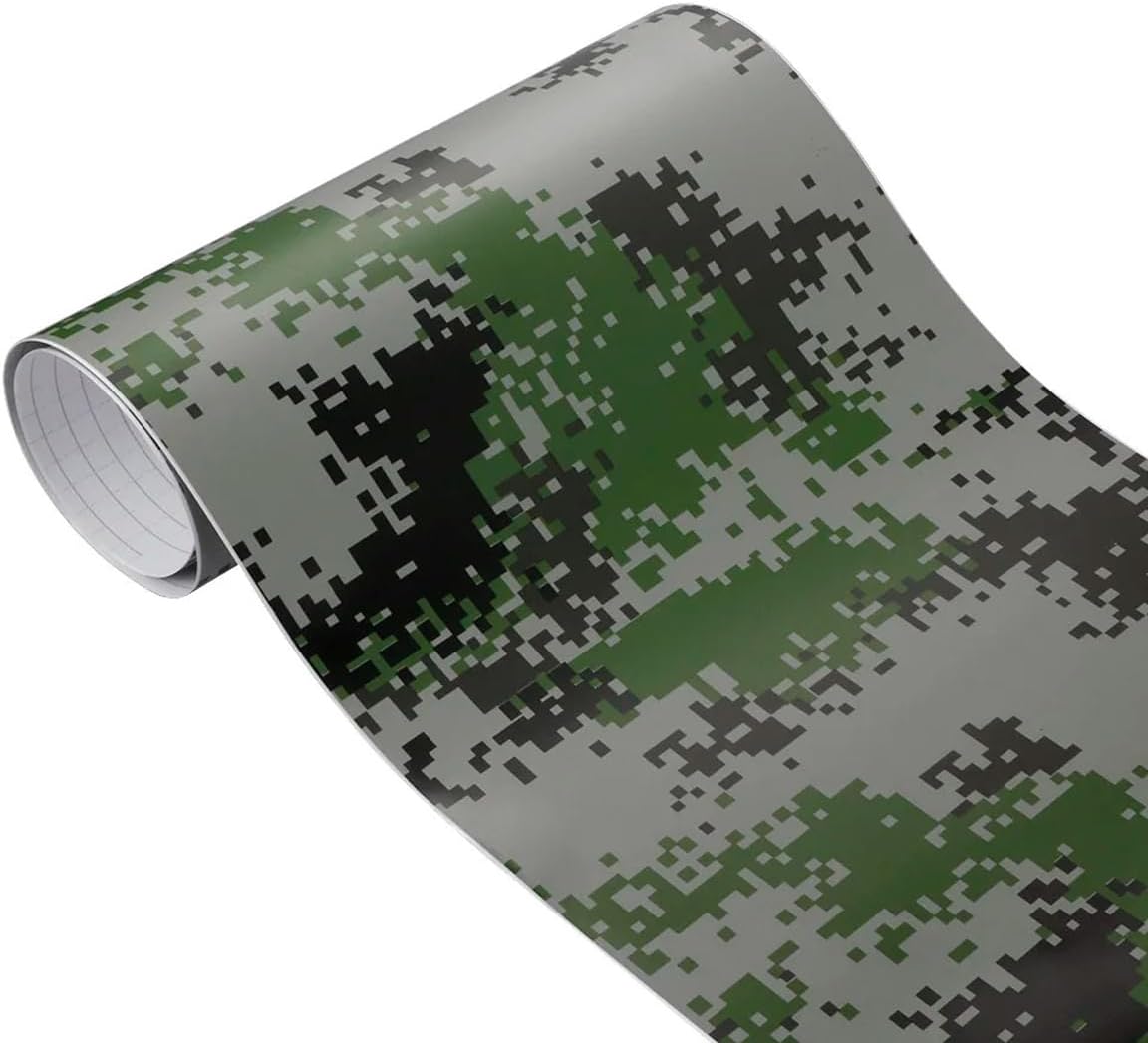 Queenbox 4.9x16.4ft Green Digital Car Vinyl Film Wrap, Camouflage Air Bubble Free DIY Decal Sticker