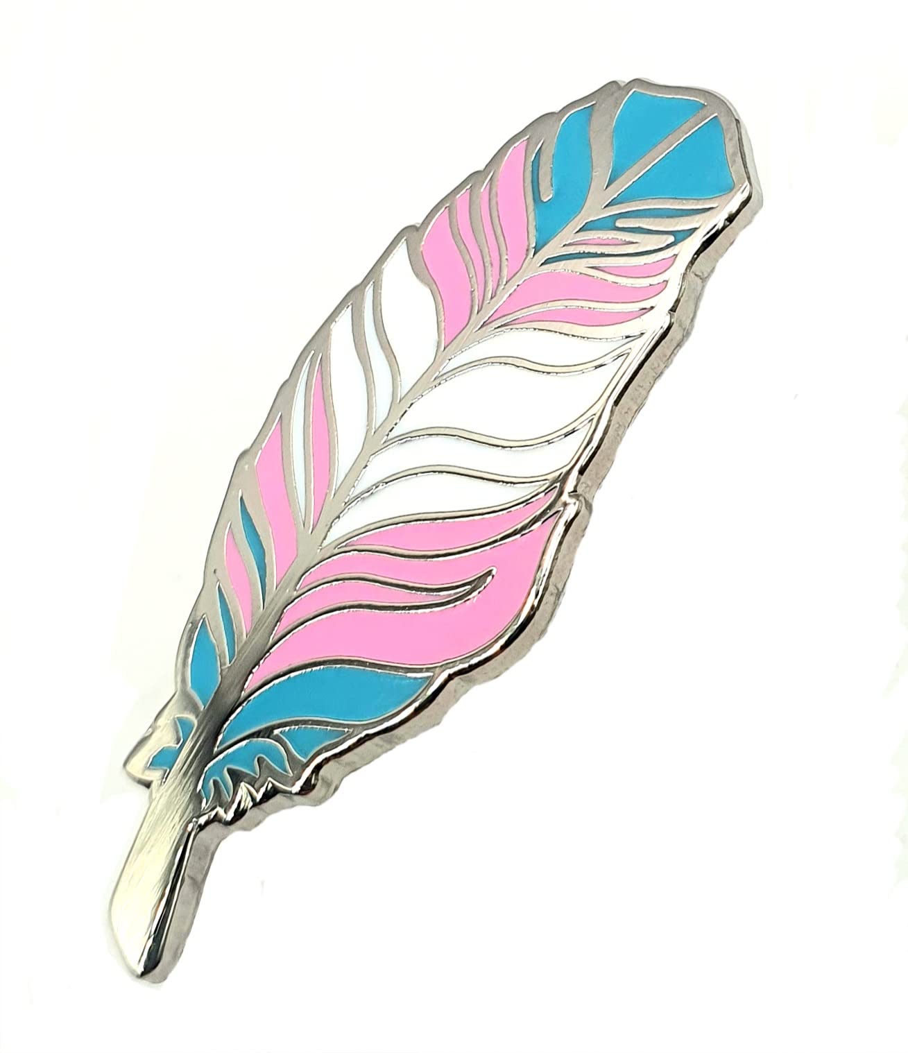 Feather Trans Pride Positive Good Vibes LGBT Transsexual Broszka Metalowa emaliowana