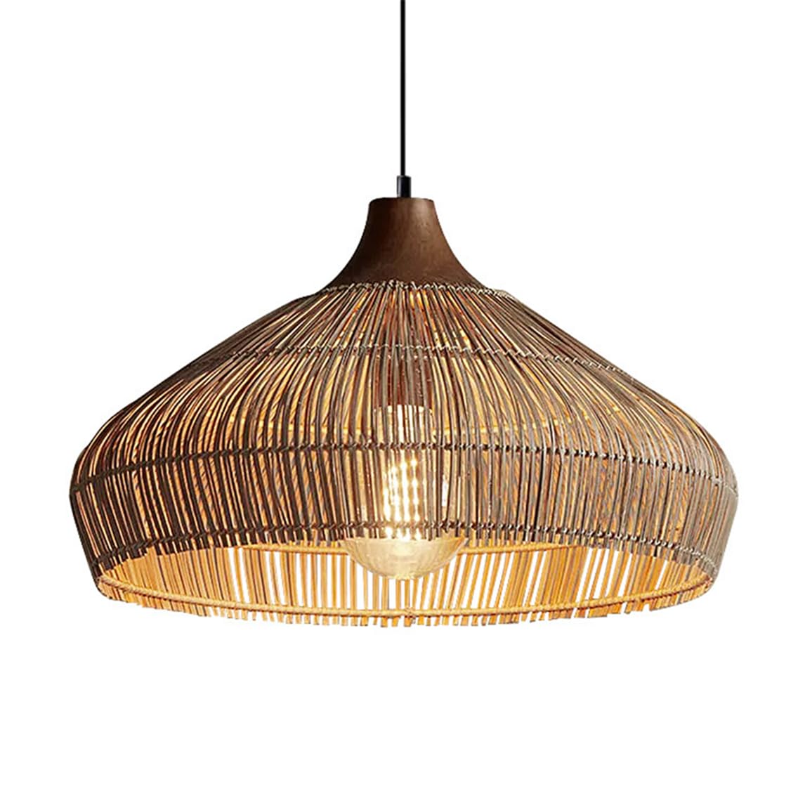CSSYKV Rustic Farmhouse Rattan Pendant Light Foyer Restaurant Chandelier 1-Pack Ceiling Hanging Shade Wicker Lighting Fixtures Large Lantern for Kitchen Island Bedroom Dining Living Room Entryway