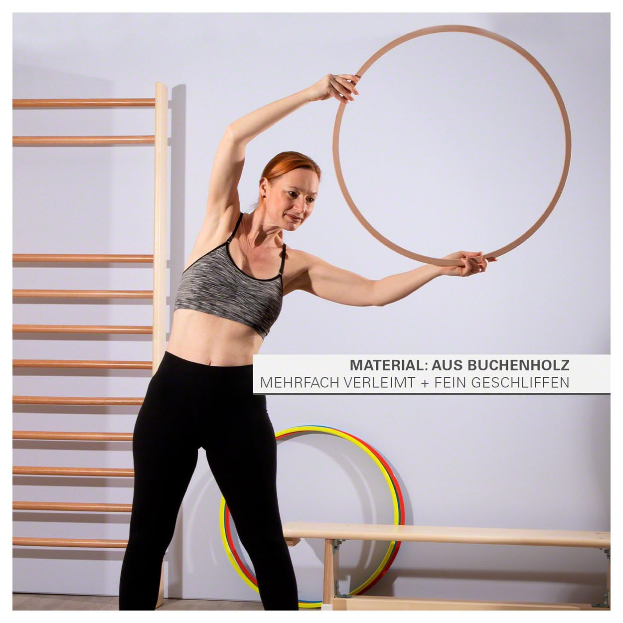 Sport-Tec cerchio da ginnastica in legno, hula hoop, cerchio da allenamento, cerchio da ginnastica, cerchio da fitness, cerchio da ginnastica, riduzione del peso, 60cm