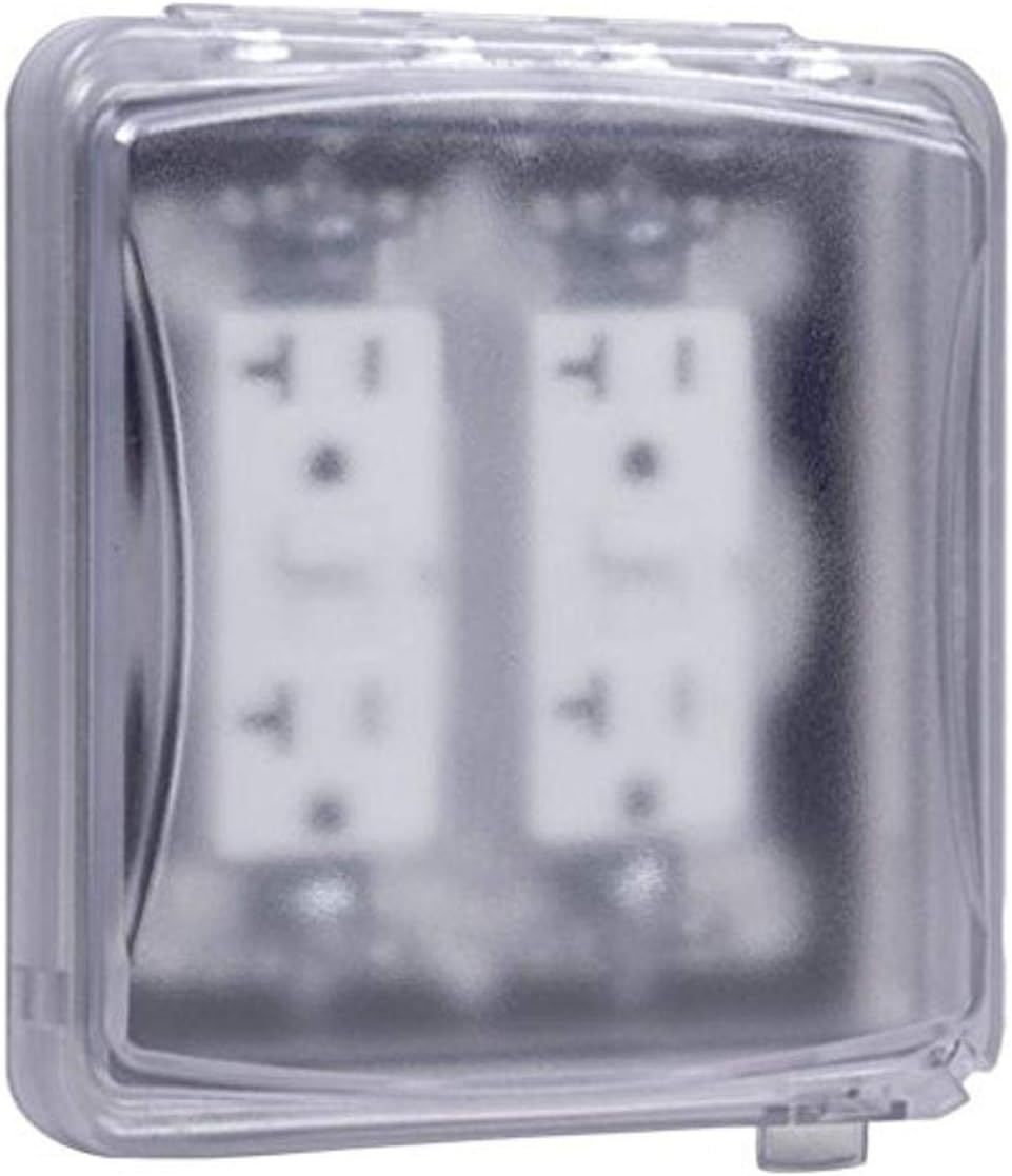 TayMac MM1410C 55-in-1 Configurations 2-Gang, Vertical Weatherproof Plastic Flat Cover, Clear - Electrical Boxes - 