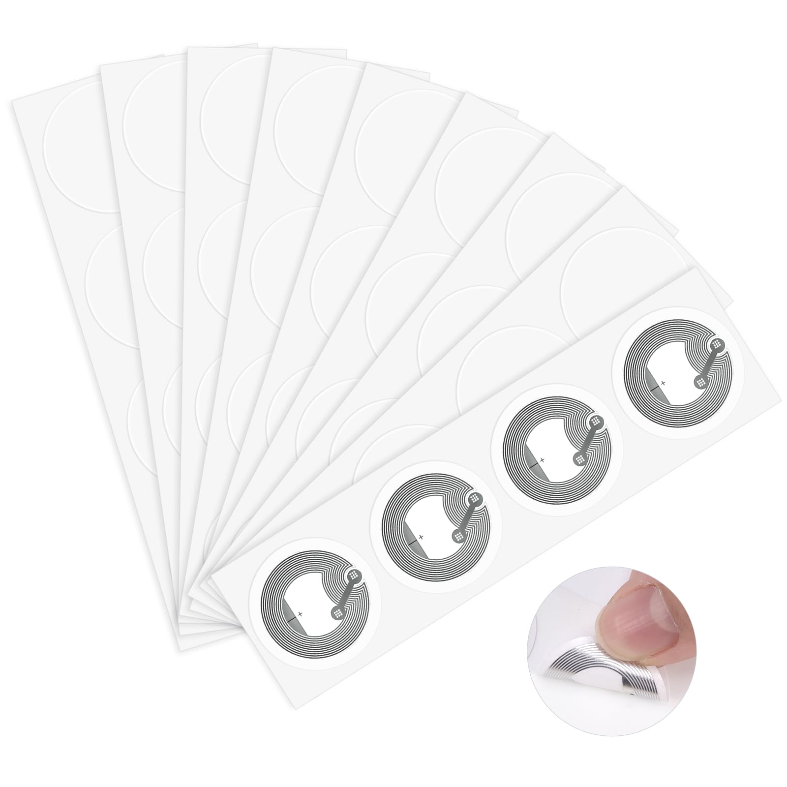 60Pcs NFC Tags Adhesive NFC Stickers Chip Rewritable Ntag 215 NFC Tags 504 Bytes Compatible with TagMo and Amiibo and NFC Enabled Mobile Phones Devices