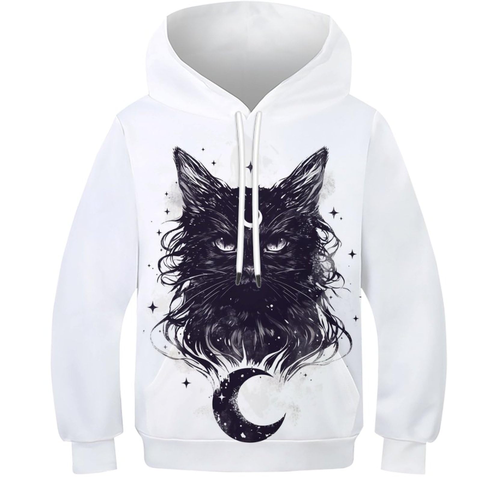 Dhbaneiok Unisex Style-4 Teen Girl Boy Cat Hoodies 3D Novelty Pullover Kids Funny Pullover Sweatshirts Long Sleeve Hooded With Pocket For 10-12Y