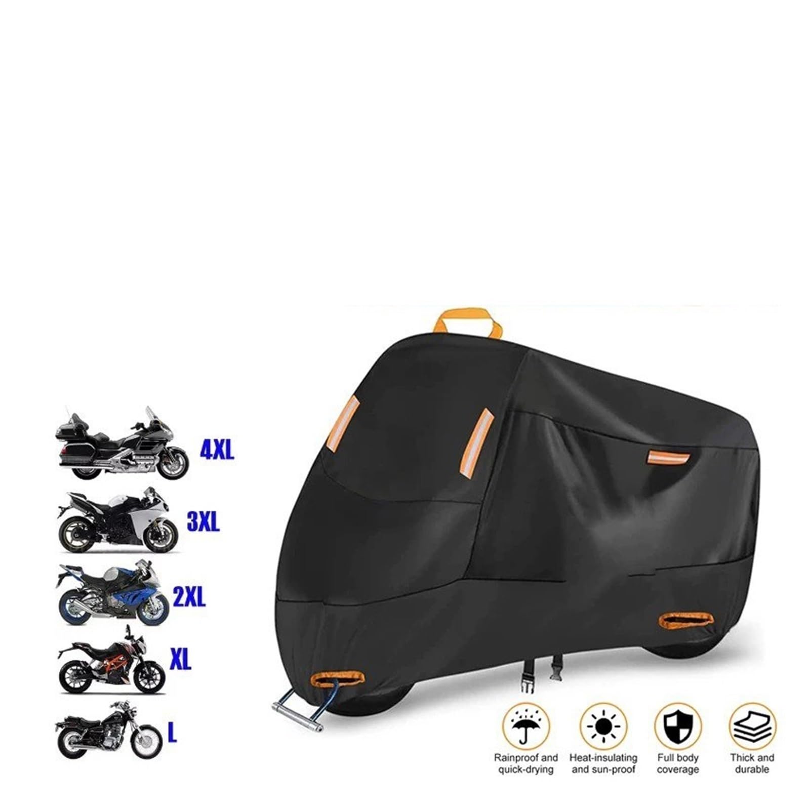 Funda para Motos para Scooters Y Bicicletas Cubierta Lona Gruesa para Motocicleta Protección UV para Exteriores Bicicleta con 4 Tiras Reflectantes