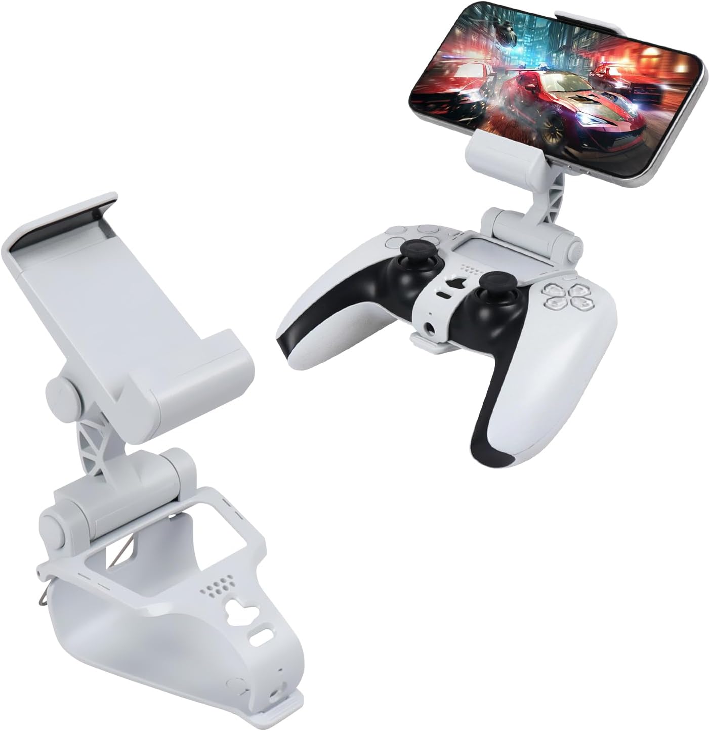 PS5 Controller Handyhalterung Controller Phone Mount Clip Adjustable Stand Mobile Gaming Holder Mount Clamp f r PlayStation 5 Verstellbarer Klammer Wei