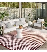 Wonnitar Waterproof 9x12 Outdoor Rug - Orange Red Gradient Plastic Straw Rug for Patio, Extra Lar...