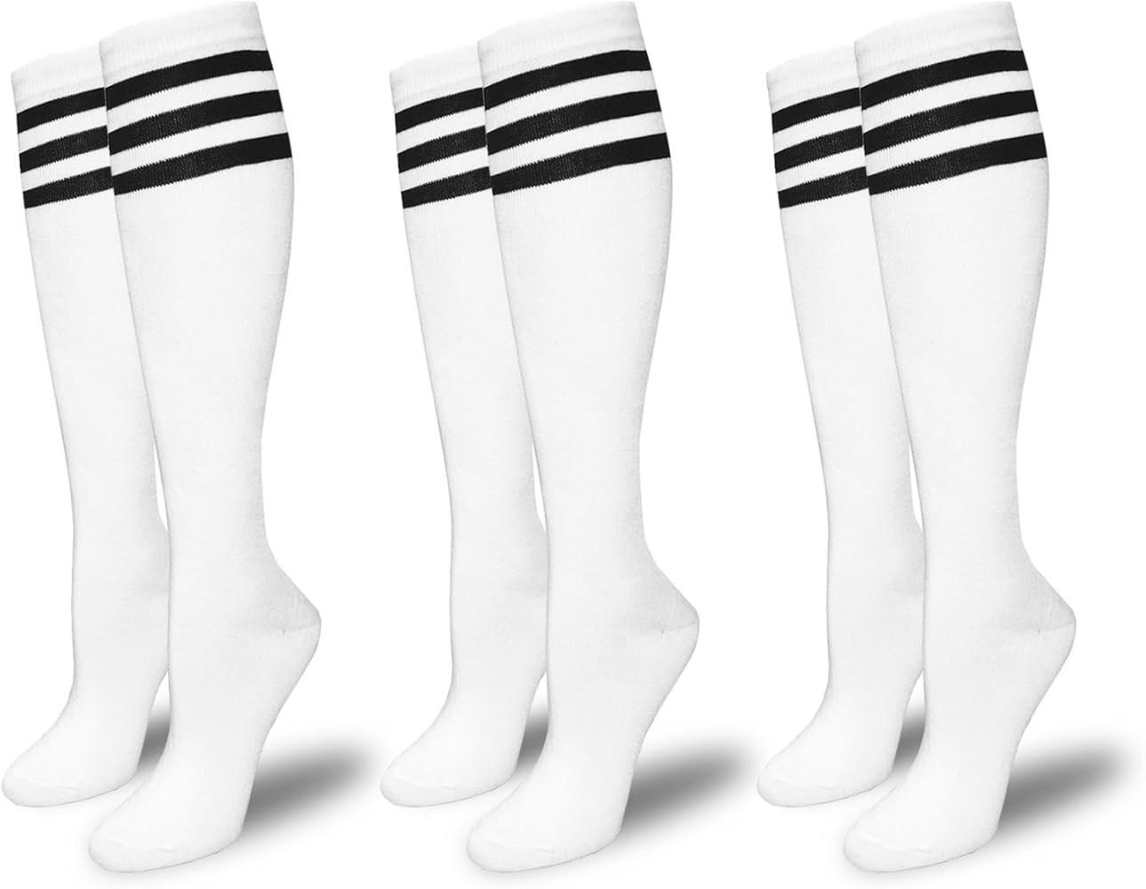 Amazon.com: Women's White and Black Stripe Knee High Socks