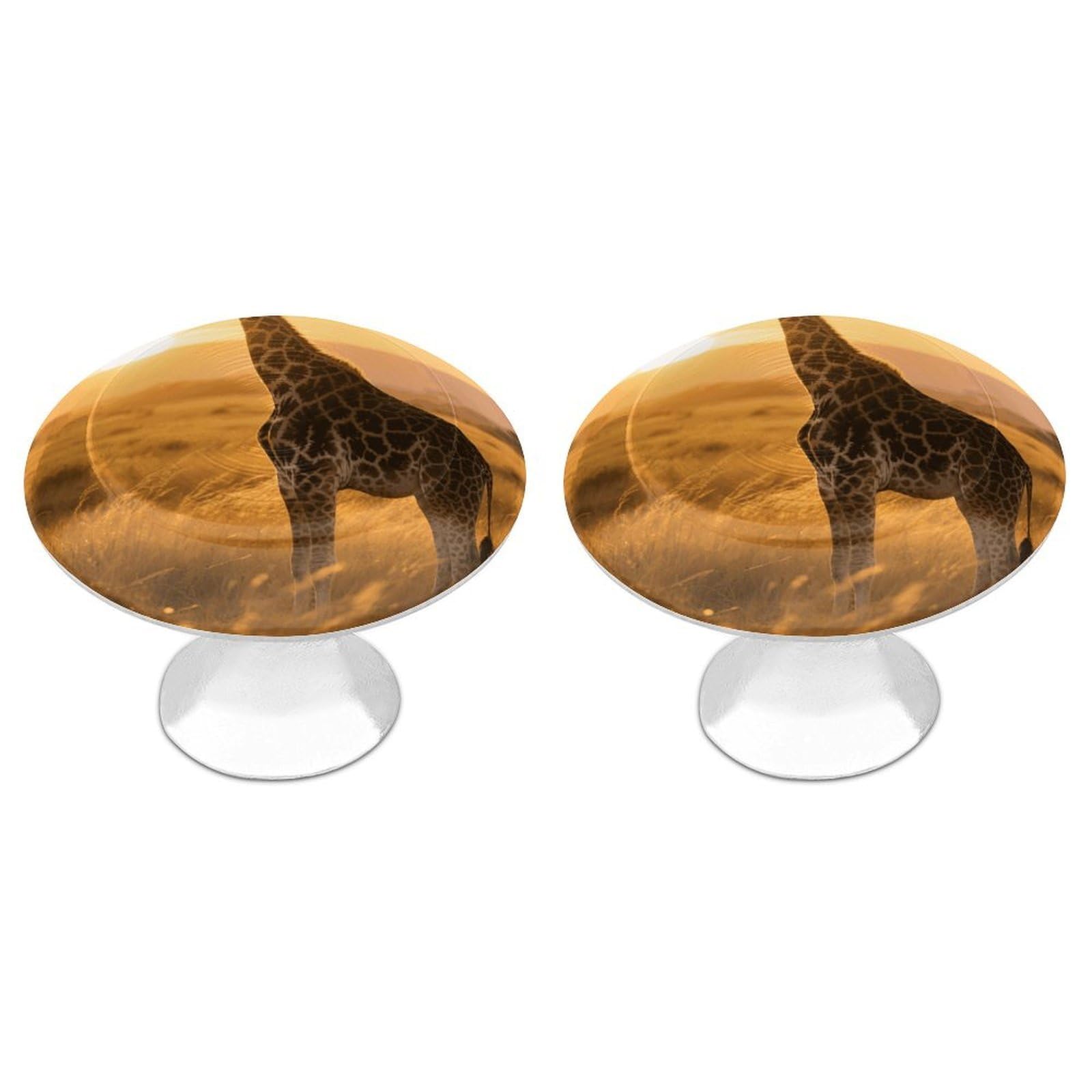 Fodpand White 2 Pack Cabinet Knobs 1.1 Inch Single Hole Drawer Pulls Handles Decorative Cute Giraffe In The Sun Furniture Knobs For Dresser Kitchen Bathroom Cupboard Wardrobe Vanity Closet Door Hardware