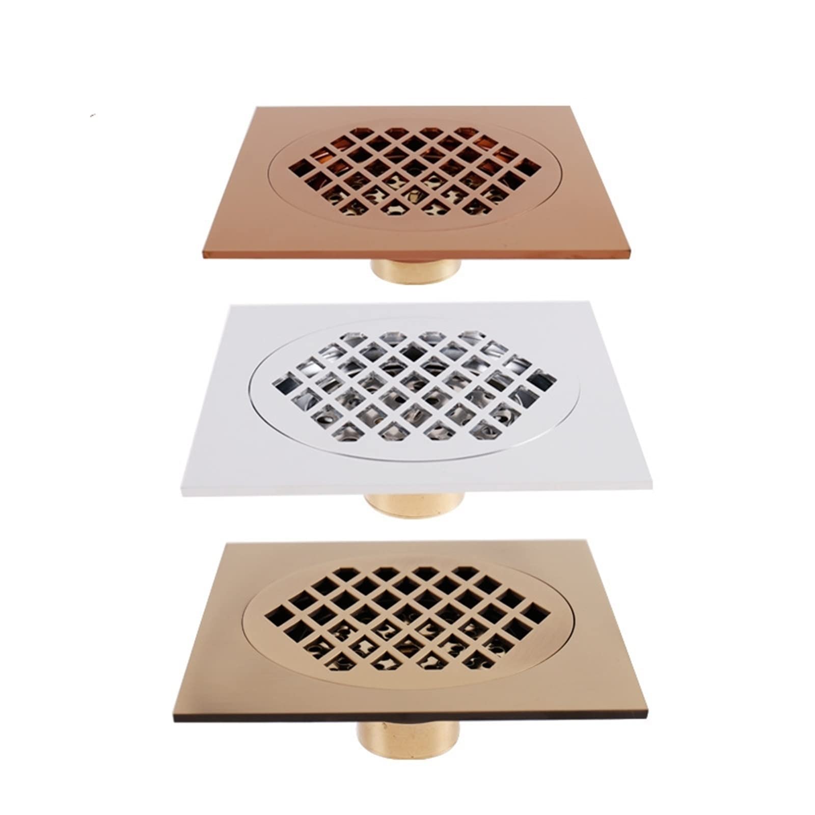 1 desagüe de Suelo Antiguo de latón para baño, Cocina, Ducha, Porche, Rejilla Cuadrada para desagüe de residuos, escurridor Sanitario de 15 x 15 cm (diámetro).