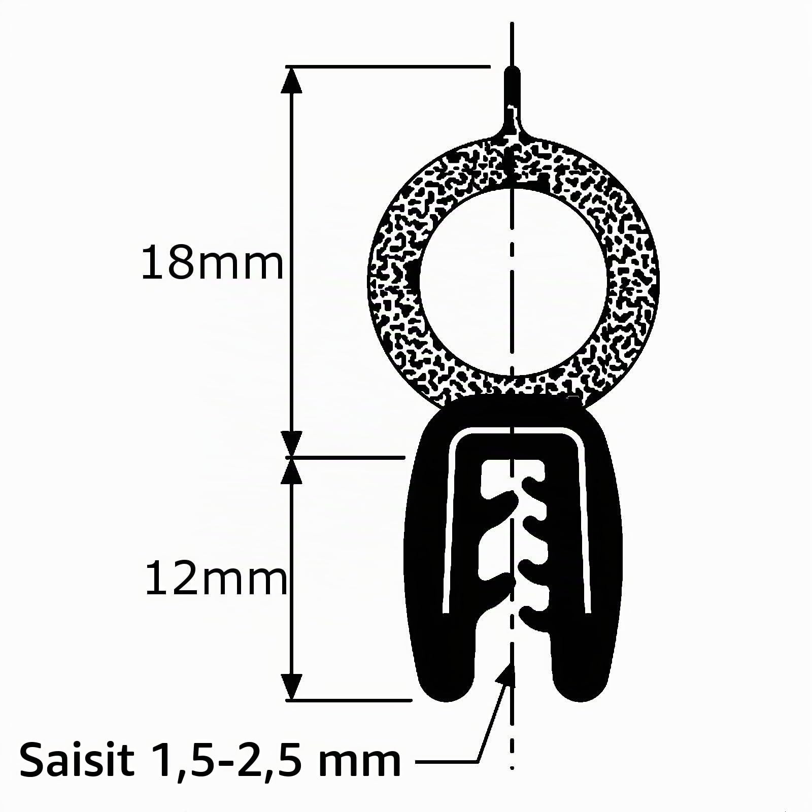 AB Tools Camping & Caravan Garniture de Joint de Porte en Caoutchouc 4,9M Malles verrouillables Top Tube Joint à lèvre JG06