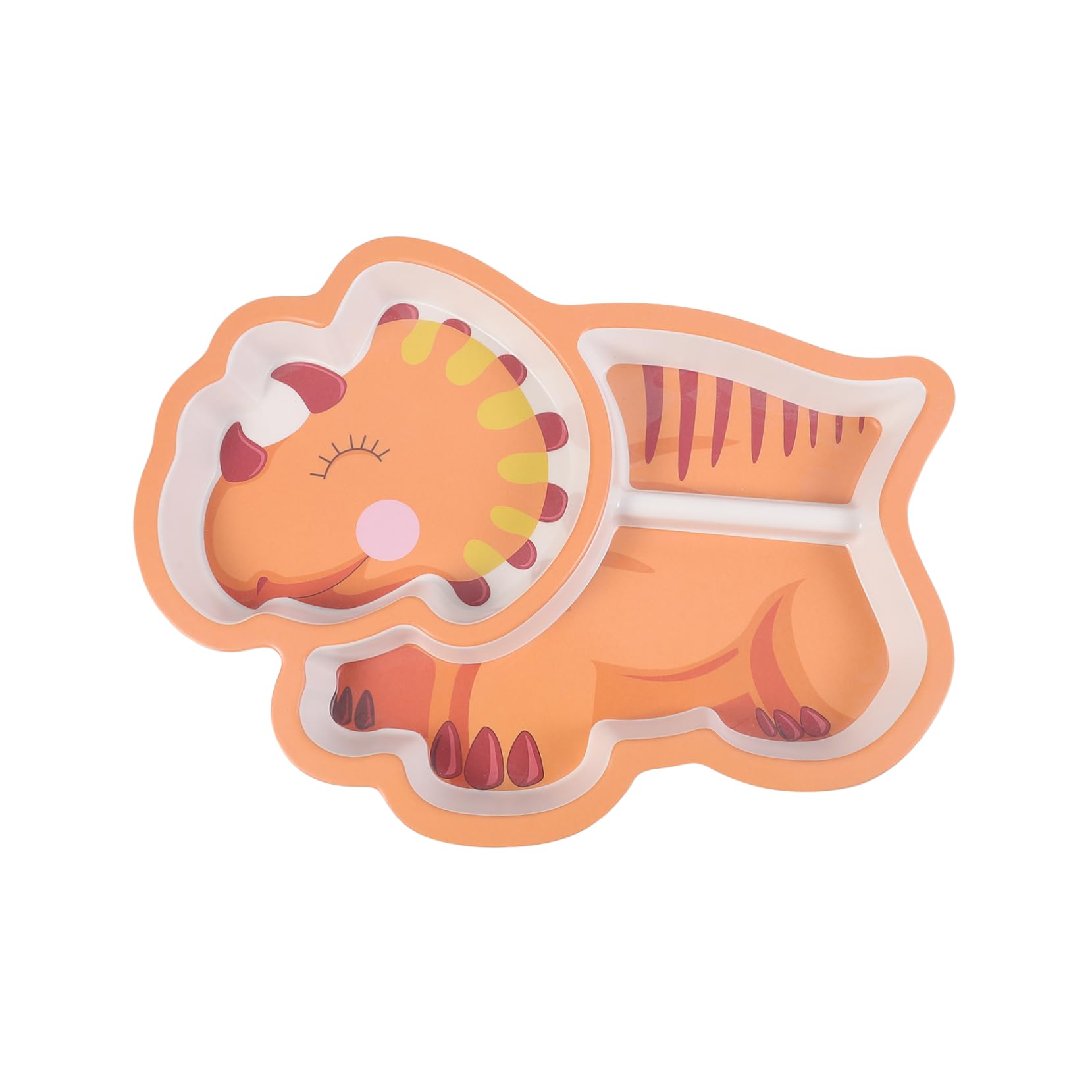 VANZACK 1Pc Divided Plate Cartoon Dinosaur Design Easy to Clean Dinnerware for Self Feeding for Fruits and Snacks Color Dish