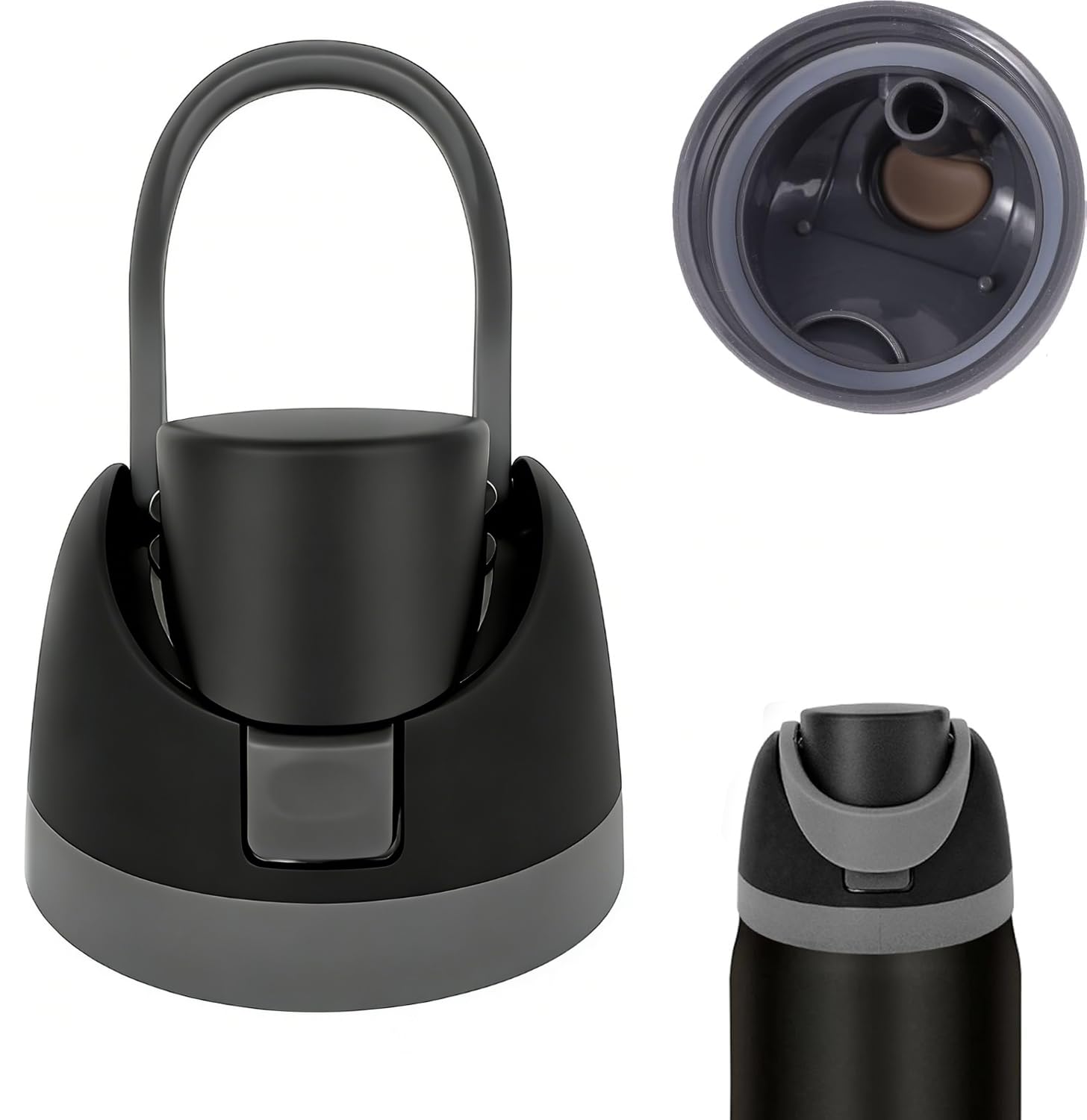 Replacement Lid for Owala Freesip,for Owala16oz 24oz 32oz 40oz,One-Touch Water Bottle Top Cap,Reusable,black