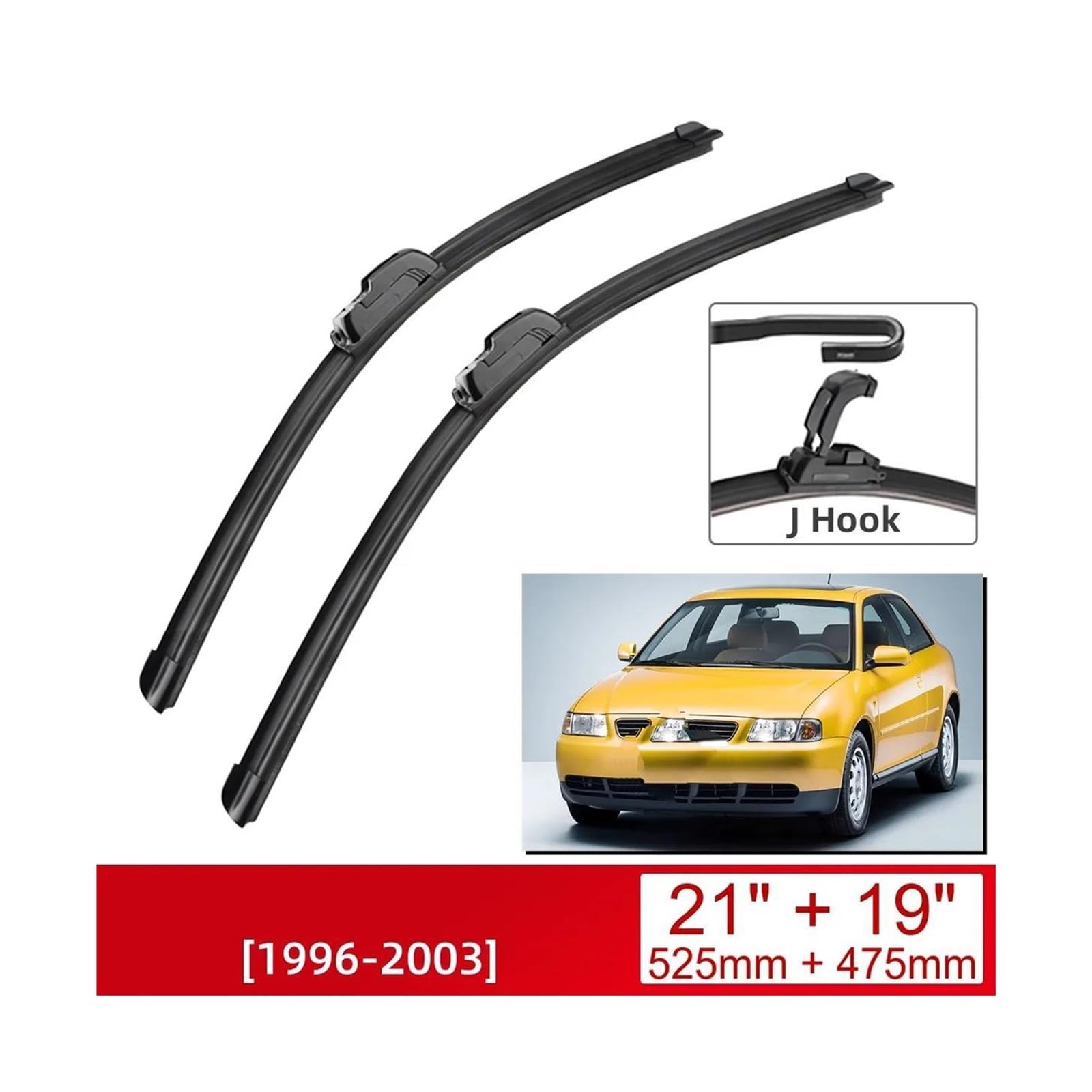 Escobillas Limpiaparabrisa Para A3 8L 1996-2003 21"+19" Escobillas Limpiaparabrisas Delanteras Escobillas Limpiaparabrisas Ganchos Tipo U Escobillas Limpiaparabrisas Coche