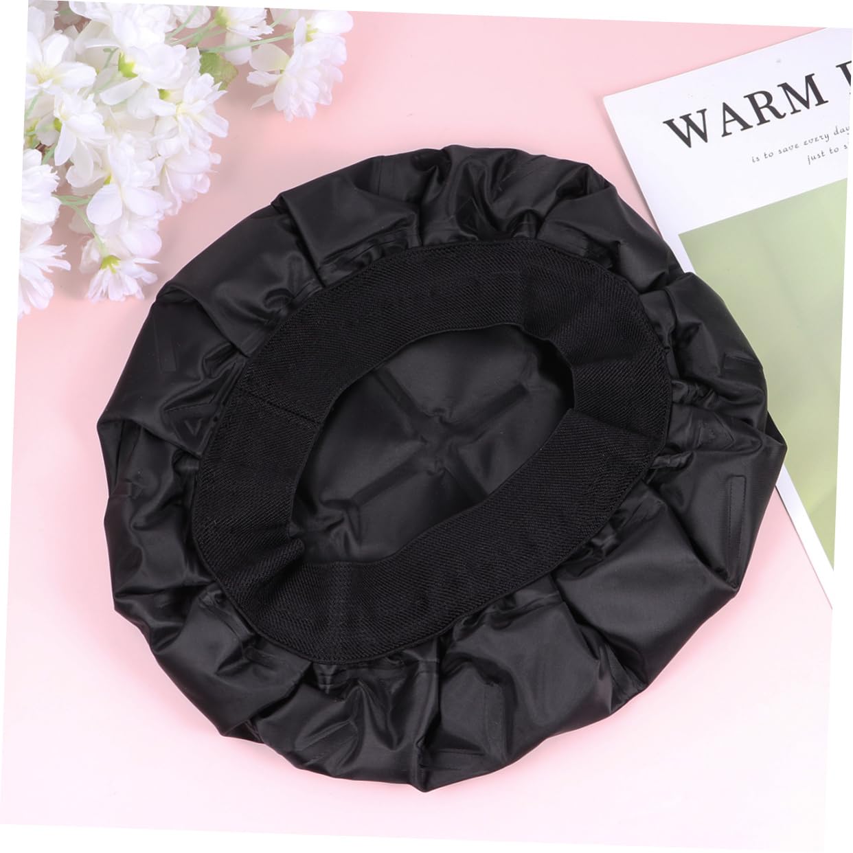 Didiseaon Gorro Calefactor Inalámbrico Cabello Negro Gel y Tela, Distribución Uniforme del Color, Adecuado para Uso en Casa y Salones Profesionales