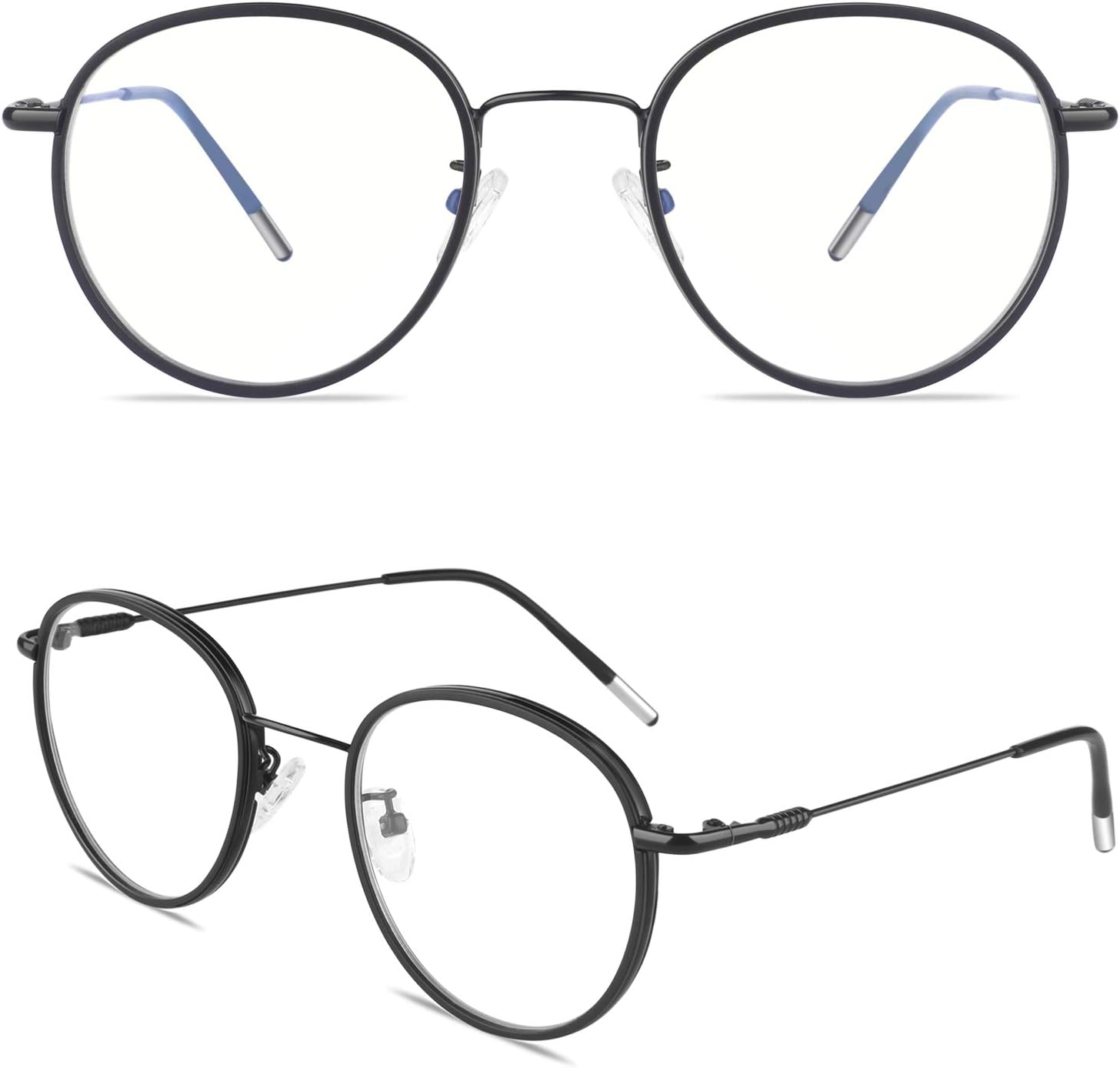 GQUEEN Blue Light Glasses Anti Eyestrain UV Glare Retro Round Blue Light Blocking Glasses for Women Men TV Phone Computer Gaming Eyeglasses