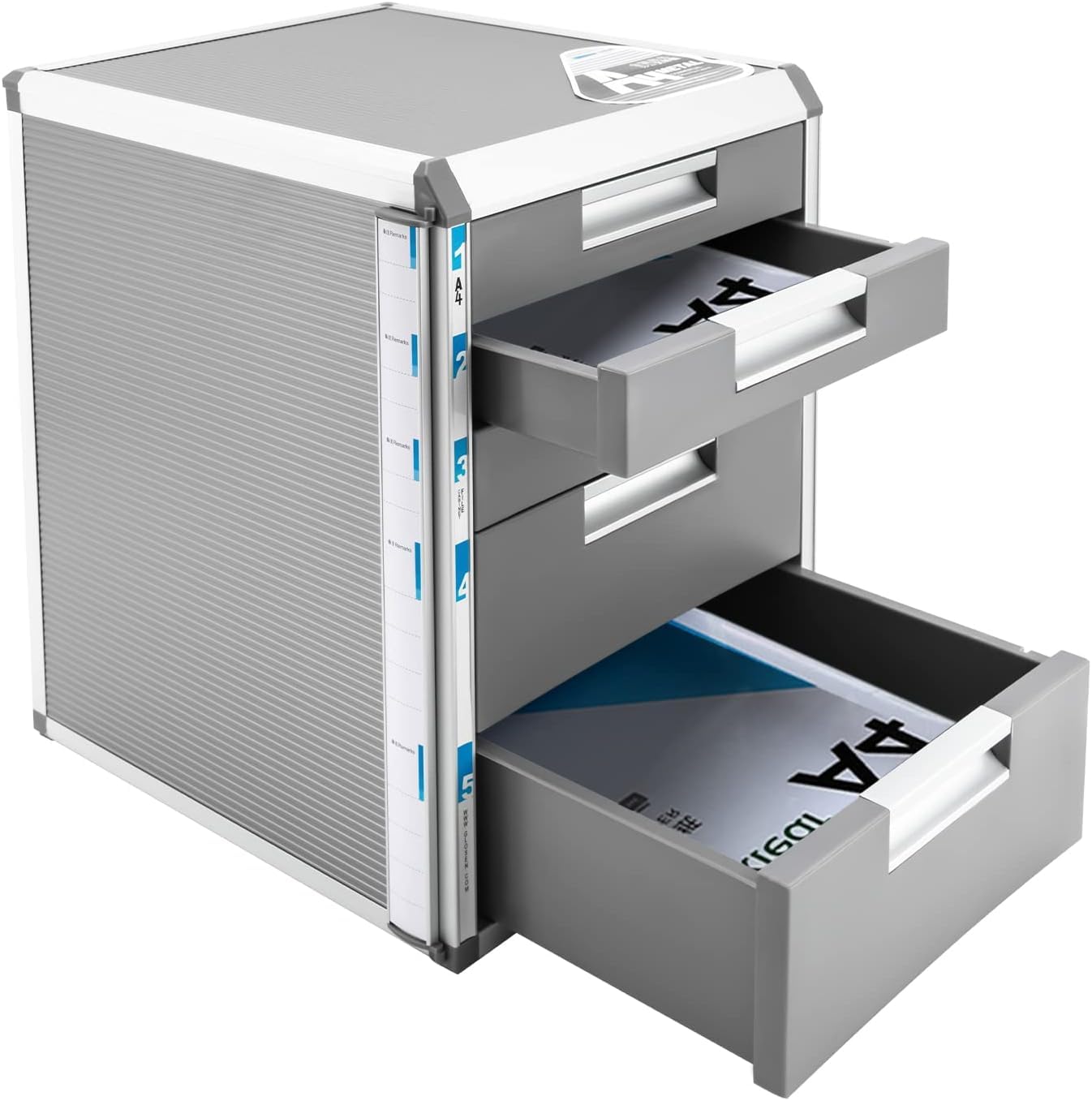 Archivador metálico de 7 cajones con cerraduras y Llaves para la organización del Escritorio en la Oficina en casa. (5Layers-2Large&3SmallFloors)