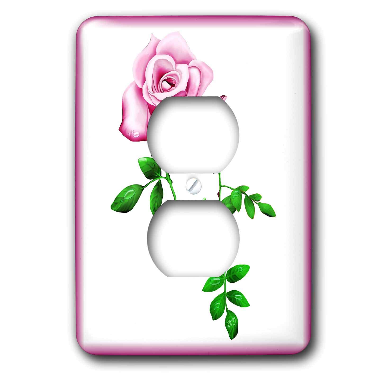 Plaque double prise rose rose 3drose LSP_11671_6 déco murale lavable et résistante