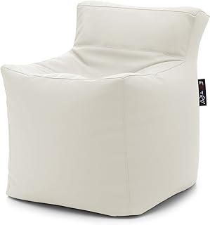 Original Pouf POUFF Puff PUF Morbido Beige 45X45 H. 58 CM. in Eco Pelle Riempito di POLISTIROLO SFODERABILE