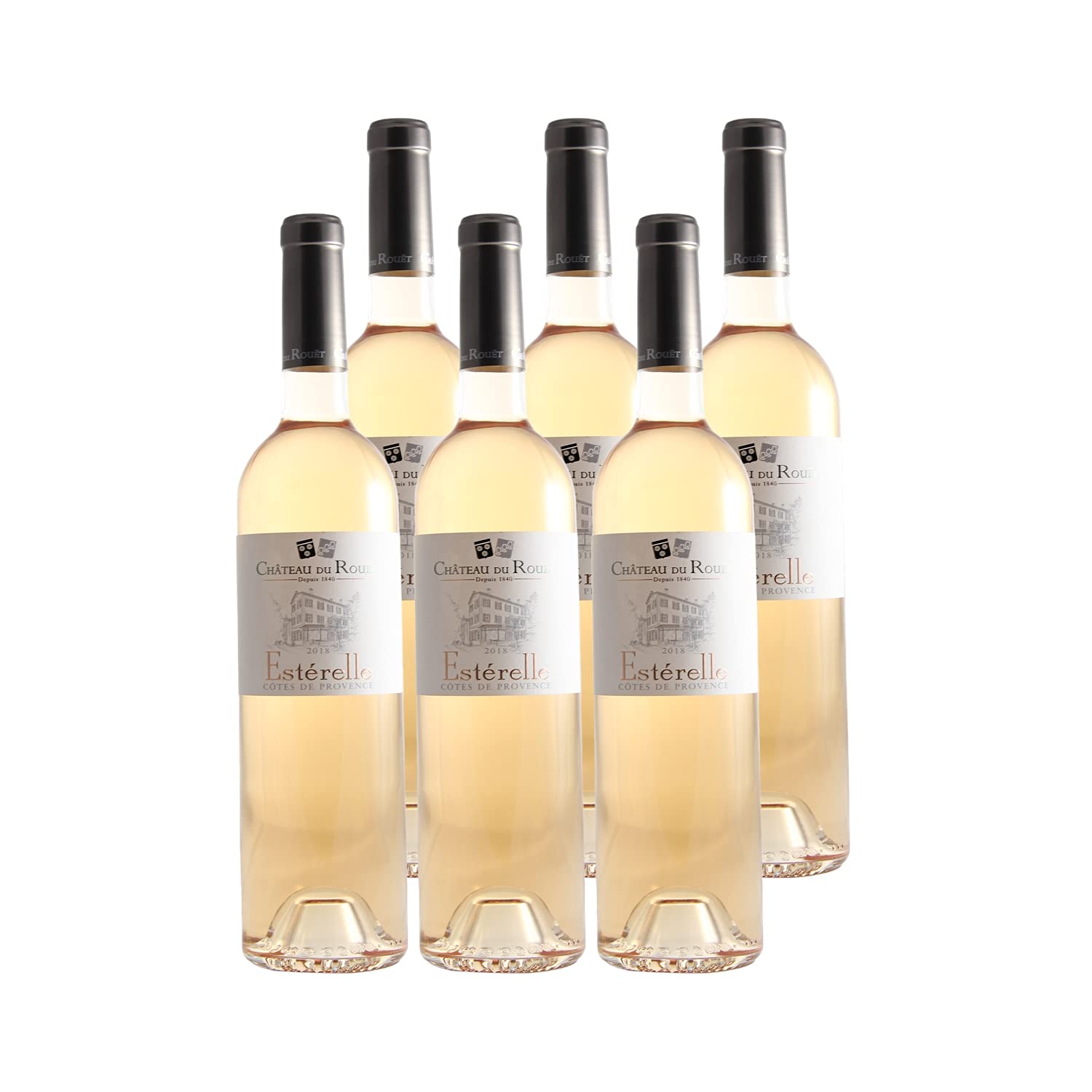 Côtes de Provence Cuvée Esterelle Rosé 2018 - Château du Rouët - Vin AOC Rosé de Provence - Alpes - Côtes d'Azur - Lot de 6x75cl - Cépages Grenache, Tibouren