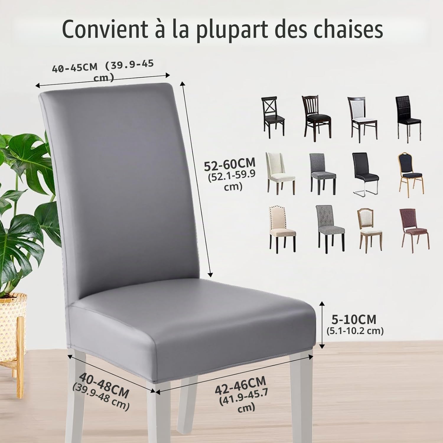 Alishomtll Lot de 6 housses de chaise extensibles en PU similicuir housses de chaise pour fauteuil inclinable imperméables housses de chaise élastiques universelles pour salle à manger housses de