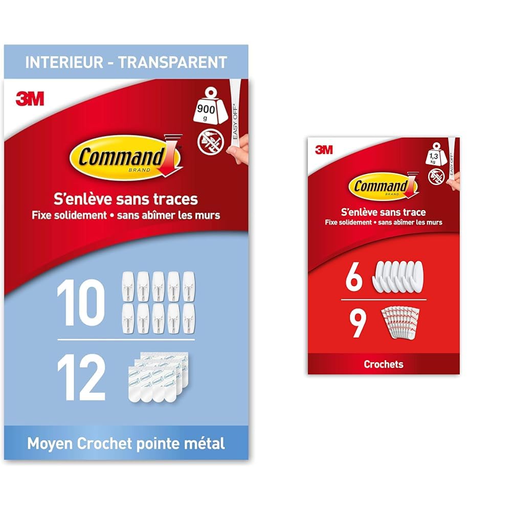 Crochets Command transparents fixation sans percer moyen modèle