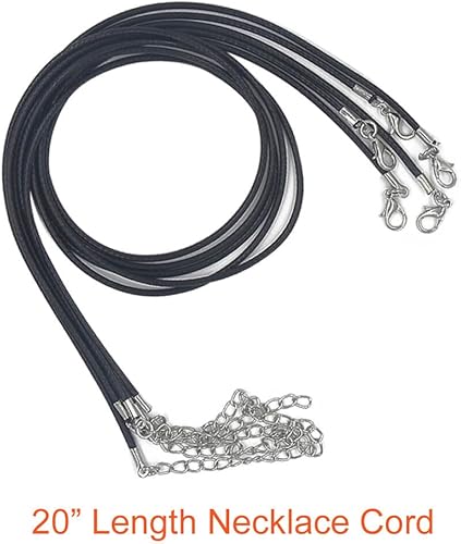 Miniatura 3 de PAXCOO 4336827944 - 100 piezas de cordón encerado negro con cierre a granel para hacer pulseras collares y joyas 20 pulgadas